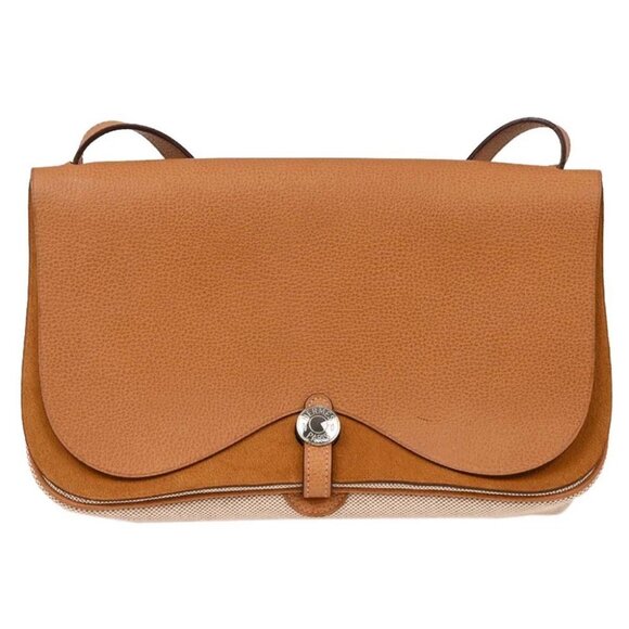 Hermes Natural Toile H Vache Liegee Sac Colorado MM Handbag J□I - Picture 1 of 10